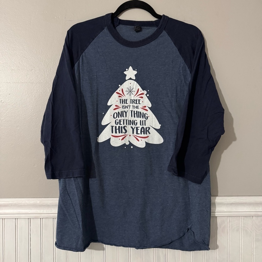The tree isn't the only thing getting lit this year - holiday shirt Size XL